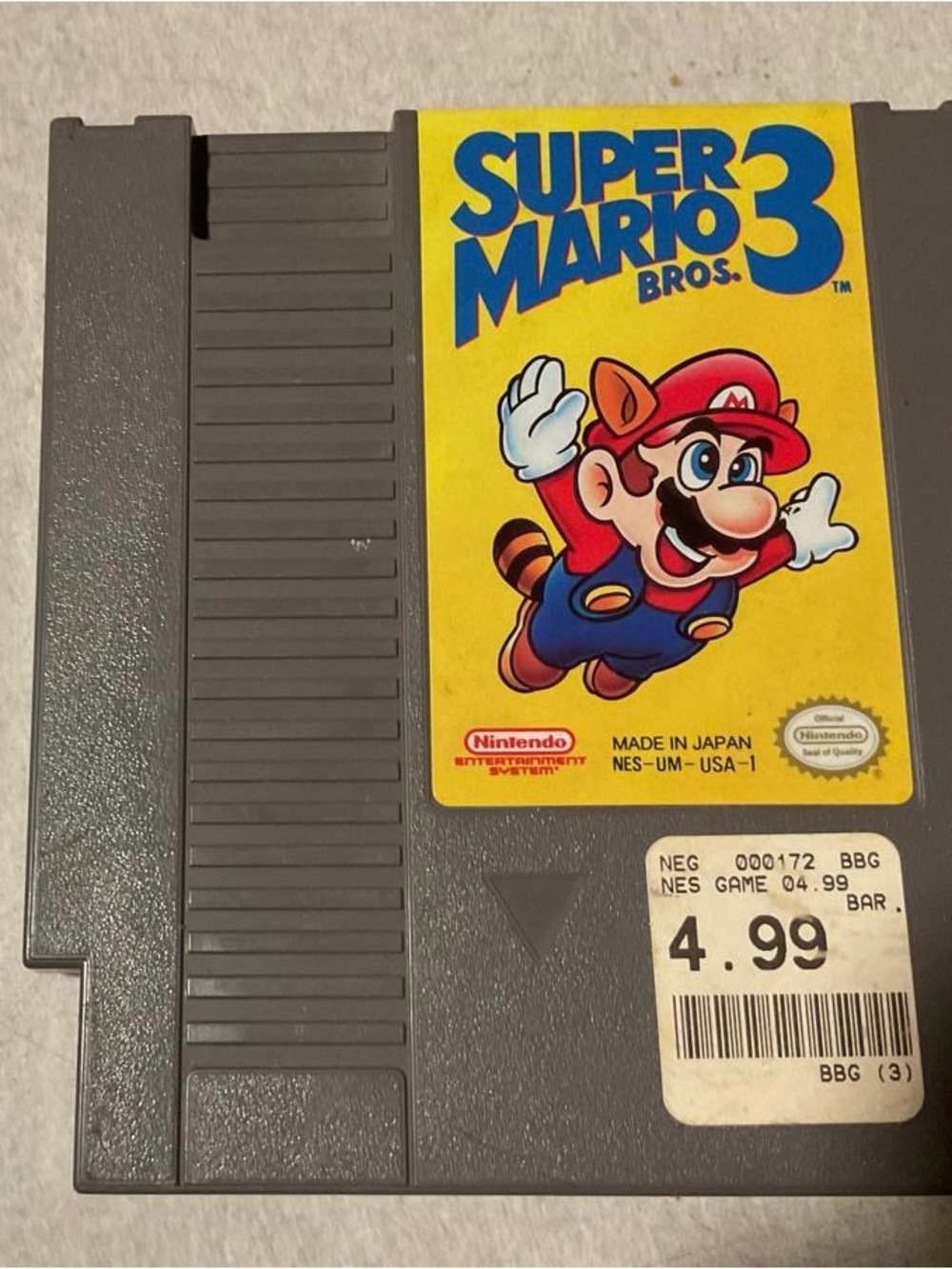 Original Nintendo Super Mario Bros. 3 NES Cartridge